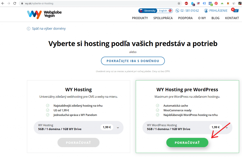 Výber hostingu pre WordPress od Webglobe Yegon.